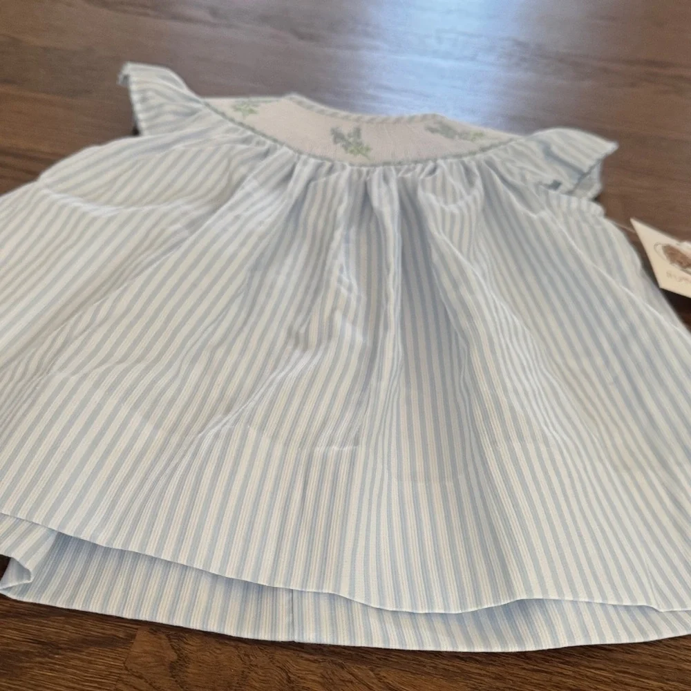 Ruth And Ralph Blue Stripe Floral Smocked Helen Dress - Picture 9 of 16